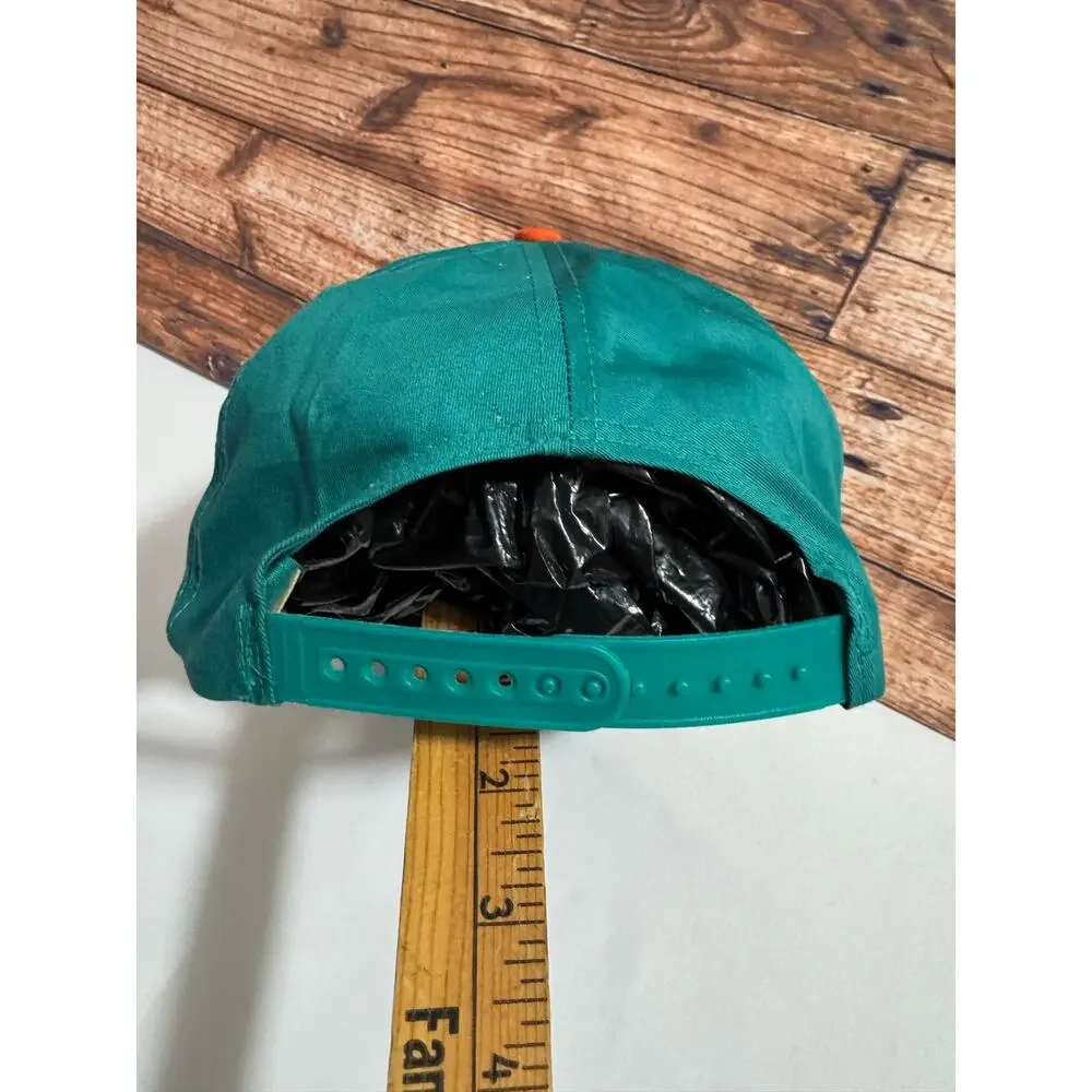 Vintage 90s Miami Dolphins NFL Green and Orange Snapback Hat
